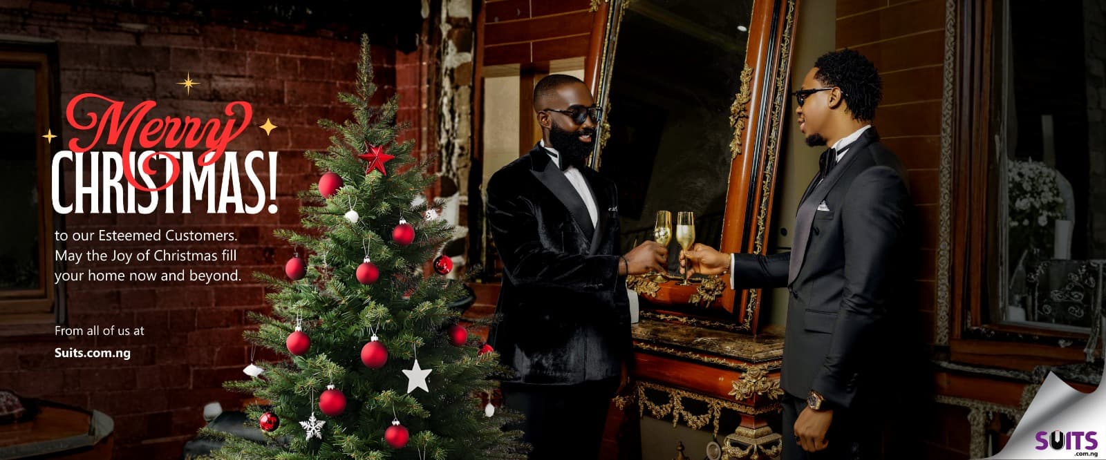 A woman showcasing formal suits at a clothing store