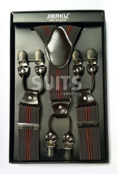 Grey, tiny Red & Black streak Suspender