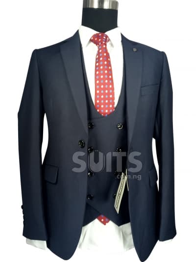 Plain Navy-Blue 3Piece Suit