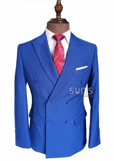 Plain Royalblue double breasted Suit