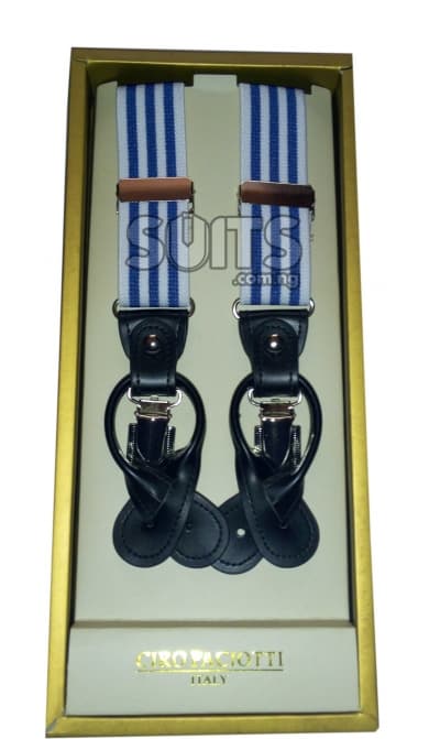 White Blue striped Suspender