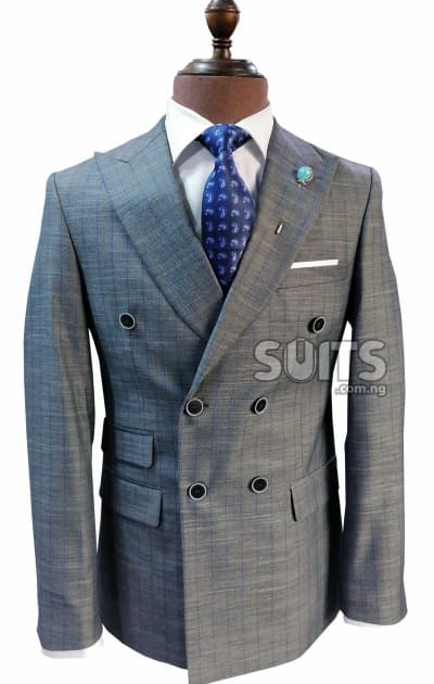 Grey Pin Striped Double Breasted Suit