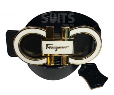 Black Leather Gold White designed Head By Ferragamo