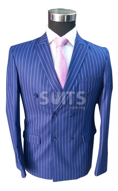 Royal Blue pin striped D. breasted Suit