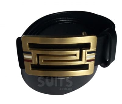 Black Leather Gold Plated Belt By Gucci