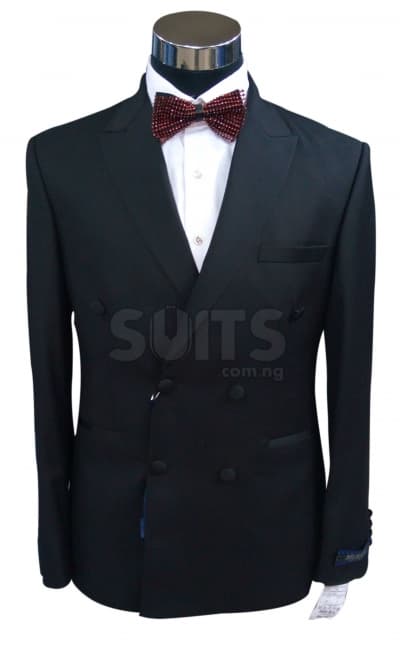 Plain Black Double Breasted Suit