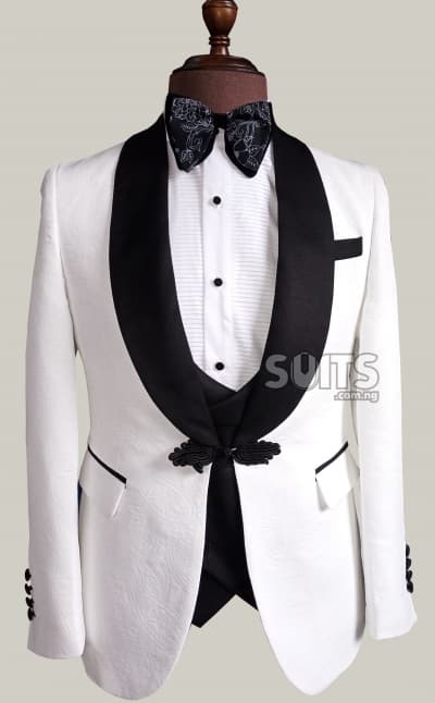 White floral embroidered 3piece Tuxedo