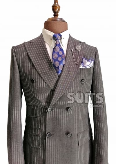 Grey striped double breasted Suit by Pabbucci