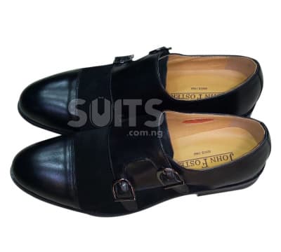 Black Leather & Suede Double Monk-strap Quarter Brogue