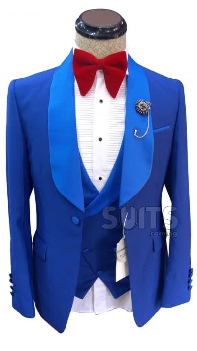 Royal Blue 3Piece Tux with wide Lapel