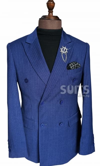 Royalblue pin striped double breasted Suit by Pabbucci