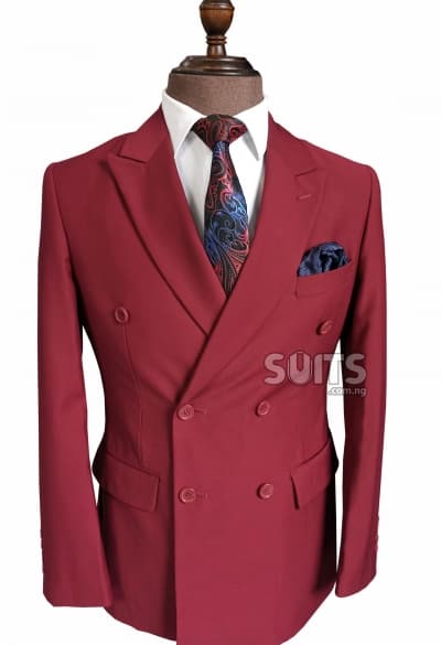 Plain light Maroon double breasted Suit