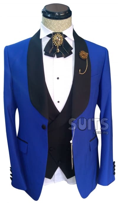 RoyalBlue 3Piece Tux with Black Lapel By Pabbucci