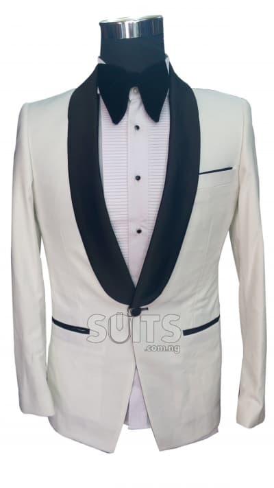 Plain White Tux with Black Lapel