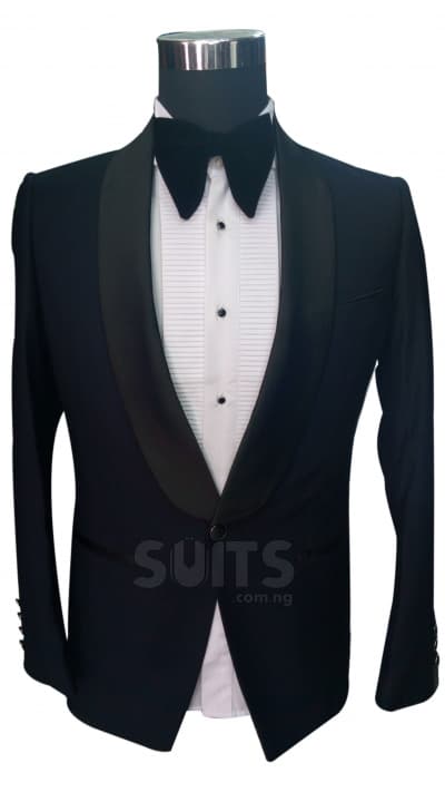 Navy Blue Tux with Black Lapel