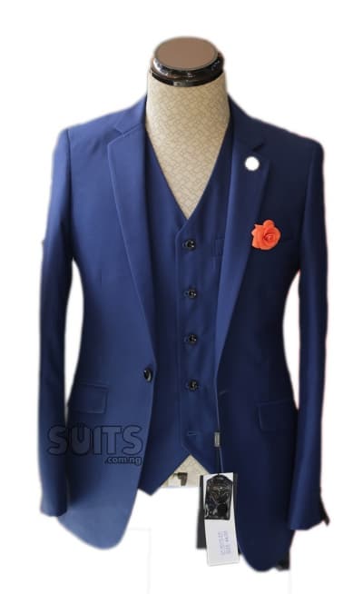 Plain royal blue 3piece suit