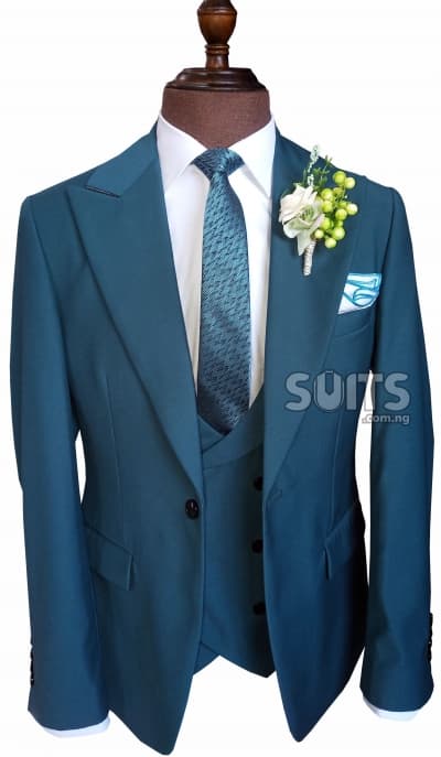 Teal Green 3piece wedding Suit by Pabbucci