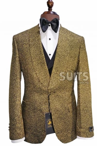 Gold and Black interwoven with hidden glits 3piece Wedding Tux by Pabbucci