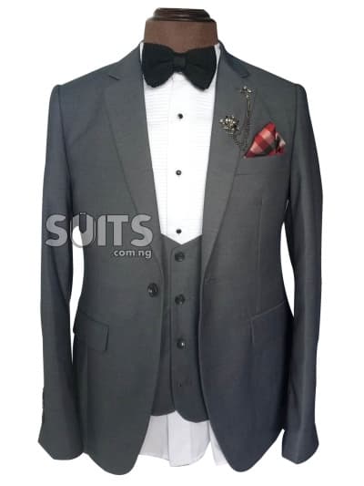 Grey 3Piece Suit with single breasted waistcoat