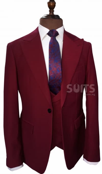 Maroon-red 3piece wedding Suit by Pabbucci