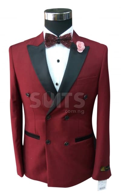 Plain wine Red colored D. breasted Tux By Pabbucci