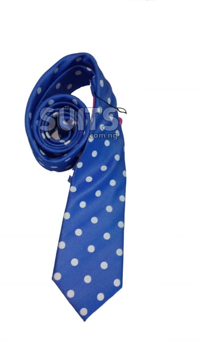 Blue White Polka-dotted Tie - Medium & Large Sizes