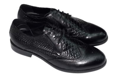 Black Leather Crocodile Leather Brogue