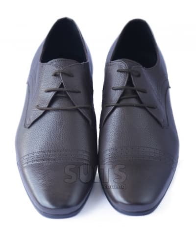Dark Brown Leather Shoe with Flat Sole