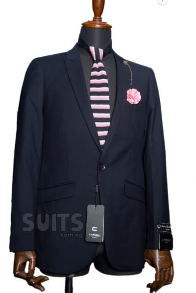 Plain Black Fitted Wedding Suit