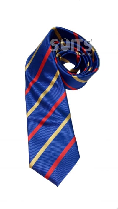 Blue background, red & gold stripes Tie - Large & Medium Size