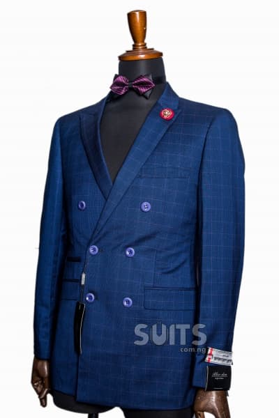 Royal blue draft Double Breasted Suit