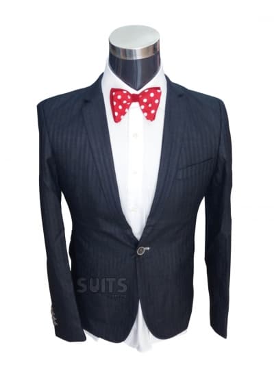 Navy Blue Striped Blazer