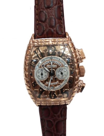 Franck Muller Rose Gold Brown Leather Strap