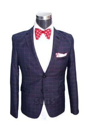 Navy Blue hidden Red Draft Blazer By Pabbucci