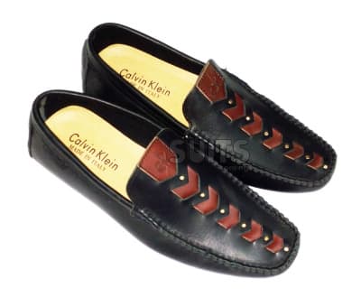 Black Loafer with Brown Streak Leather