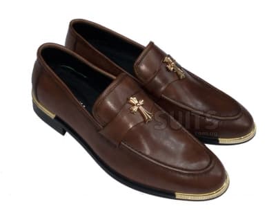 Brown Leather Full-strap Loafer