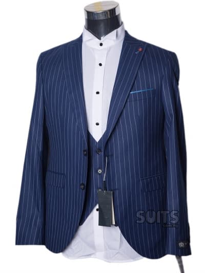 Royal blue stripes 3piece suit