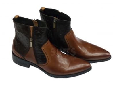 Dark & Light Brown Leather Ankle Shoe