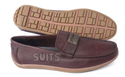 Brown Leather Full-strap Loafer