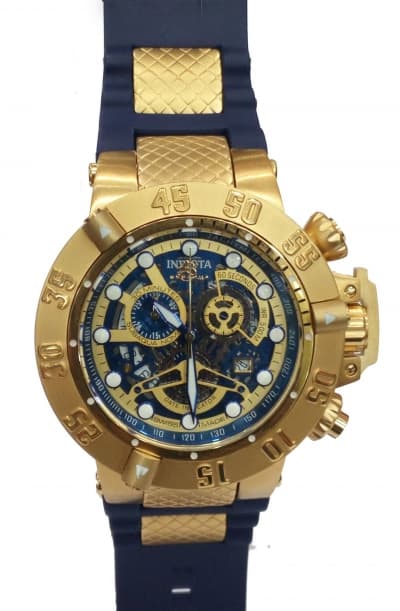 Invicta Reserve Skeleton Chronograph Watch Blue Rubber Strap