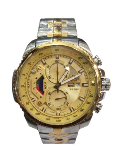 Casio Edifice Golden FvaSilver & Gold Chronograph Watch Golden Face