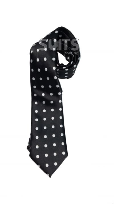 Black White Polka-dotted Tie - Medium & Large Sizes