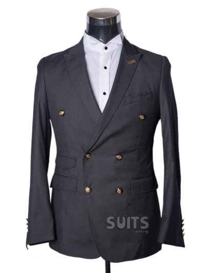 Plain Grey double breasted suit by Pabbucci